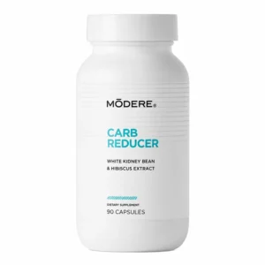 Bottle of Modere Carb Reducer dietary supplement with white kidney bean and hibiscus extract, 90 capsules.