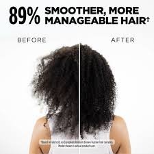 Modere CellProof MicroBond Hair Conditioner Australia - Image 4 - Shop Shaklee Australia Split before-and-after image: frizzy hair on the left, smooth hair on the right, advertising 89% smoother, more manageable hair.
