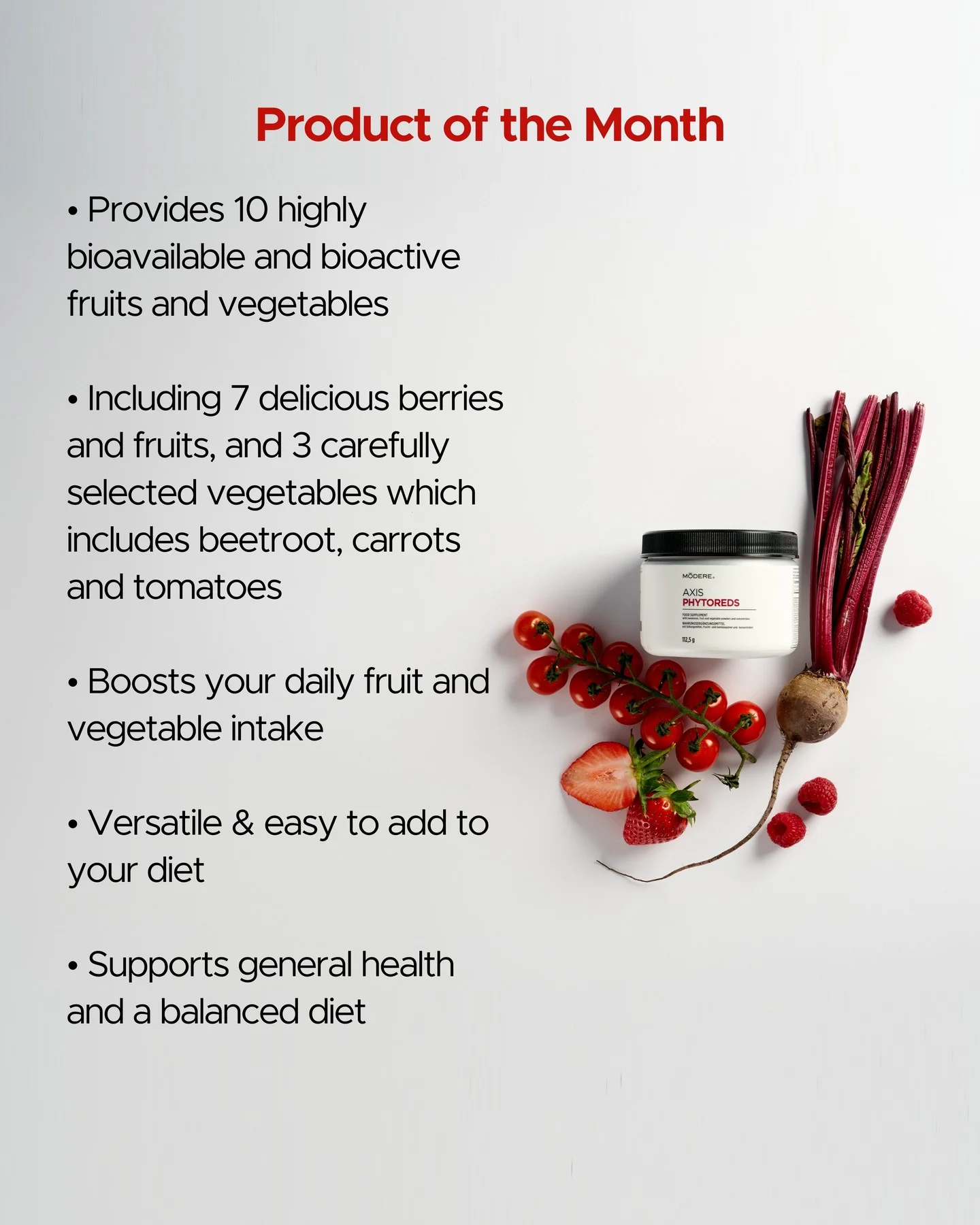 Modere Axis PhytoReds Australia | 10 Red Superfoods 112g Powder - Image 3 - Shop Shaklee Australia Modere Axis PhytoReds Australia | 10 Red Superfoods 112g Powder - Image 3